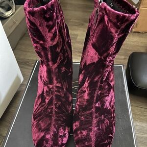 MIA Velvet Heeled Boots in Deep Purple